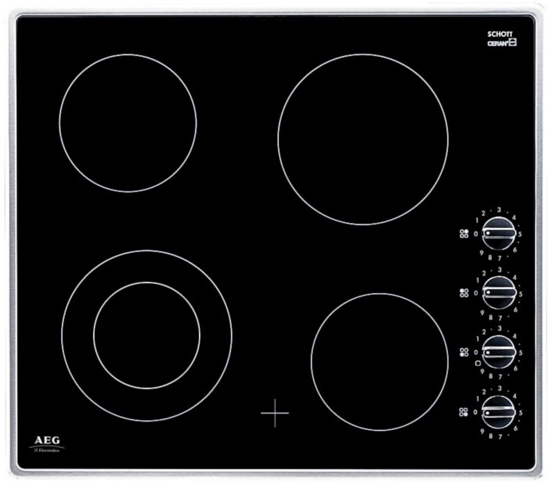 AEG Ceramic Hob With Side Controls 6010KMN Black GlassStainless Steel