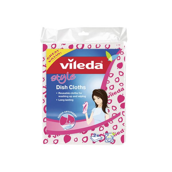 Vileda Style Dish Cloths 2Pk