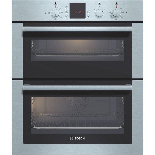 Bosch Hot Air Double Oven HBN13N551B Brushed Steel