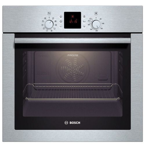 Bosch Pyrolytic Multifunction Single Oven HBN730551B Brushed Steel