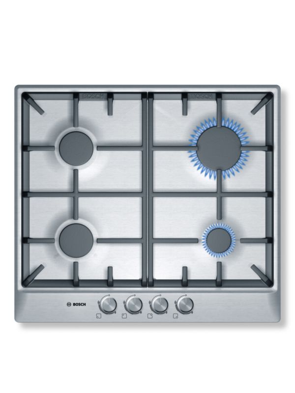 Bosch Classixx 4 Burner Gas Hob Brushed Steel PCP615B90B H52 x W582 x D520mm