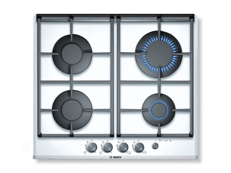 Bosch Exxcel 4 Burner Gas Hob Premium White Glass PPP622M90E H59 x W590 x D526mm