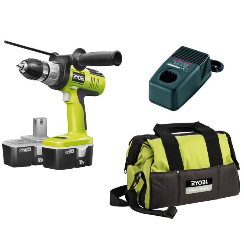 Ryobi One Plus Ni cad 18V Starter Kit Green