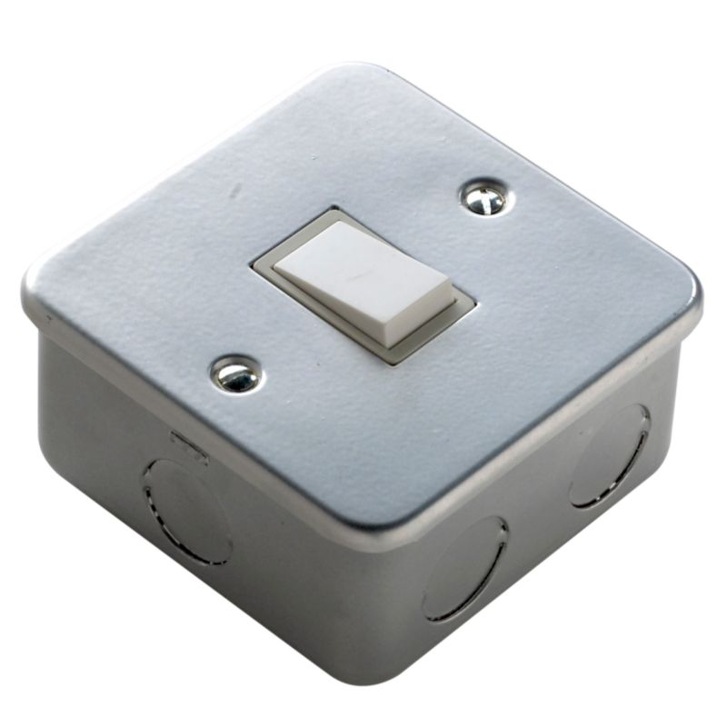 Marbo Light switch Single 2-Way 6Ax Metal Clad