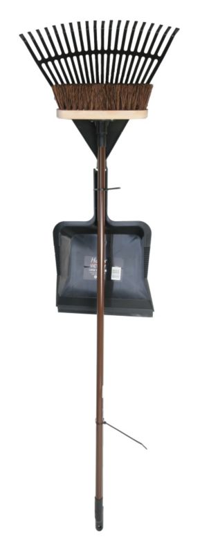 Harris Victory Bassine Broom Deep Fill Dust Pan and Bassine Hand Brush And LawnLeaf Rake
