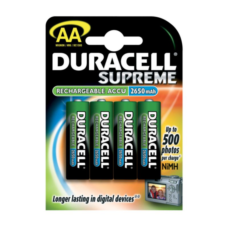 Duracell Rechargeable Aa 2650mah Batteries Hr6 Green/white