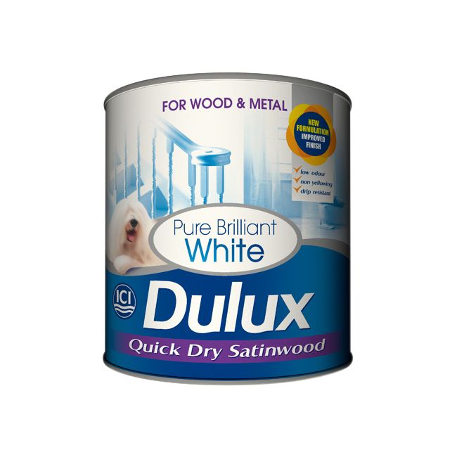 Dulux Quick Dry Satinwood Paint Pure Brilliant White