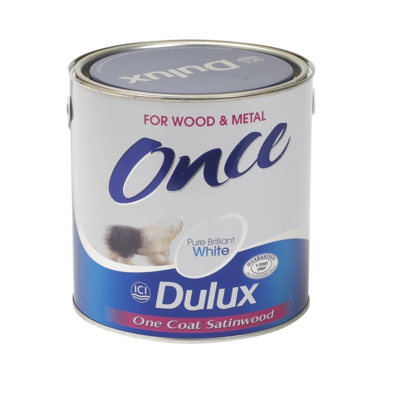 Dulux Once Satinwood Paint One Coat Non Drip Pure Brilliant White 25L