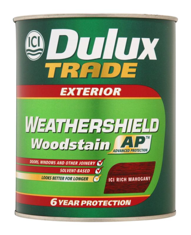 Dulux Trade Weathershield Woodstain Application A106011407A Rich Mahogany 1L