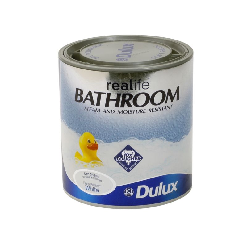 Dulux Realife Bathrooms Soft Sheen Paint Pure Brilliant White