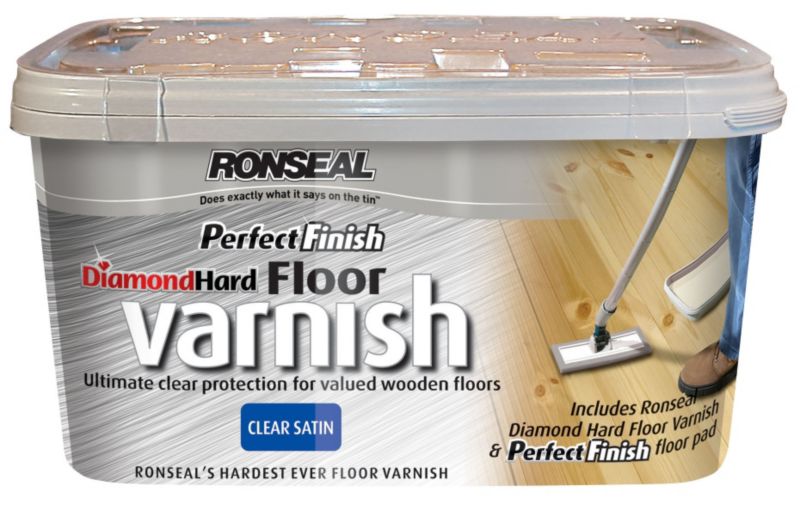 Ronseal Perfect Finish Diamond Hard Floor Varnish Clear Satin 2.5L