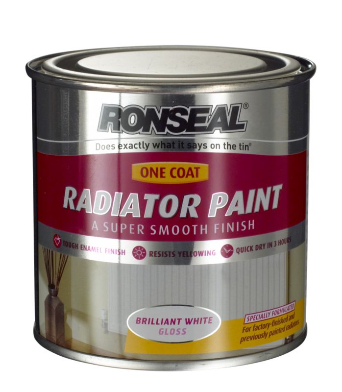 Ronseal One Coat Gloss Radiator Paint White 250ml