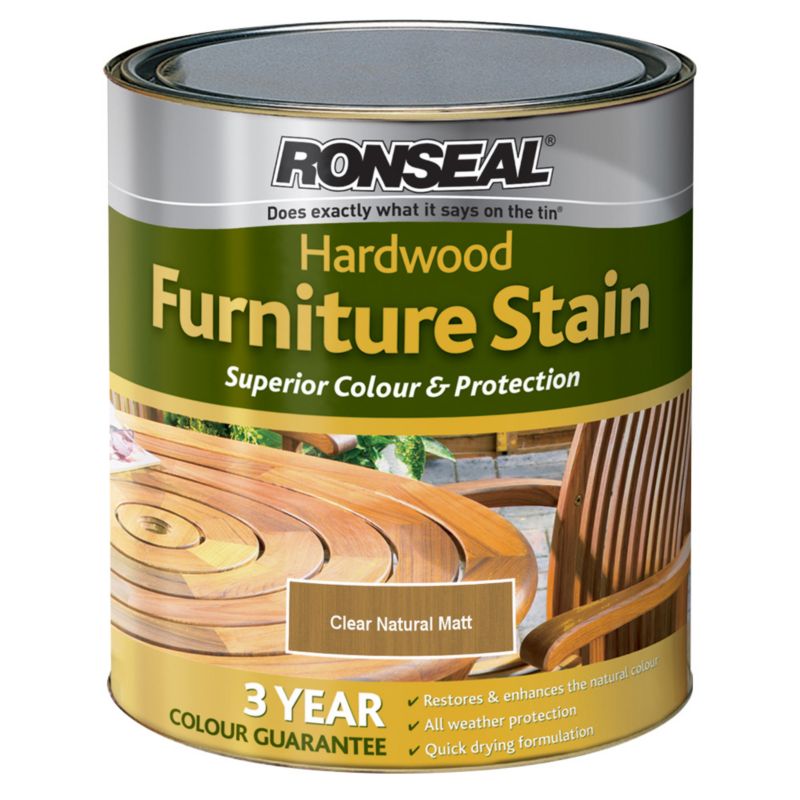 Ronseal Hardwood Furniture Stain Clear Natural Matt 750ml