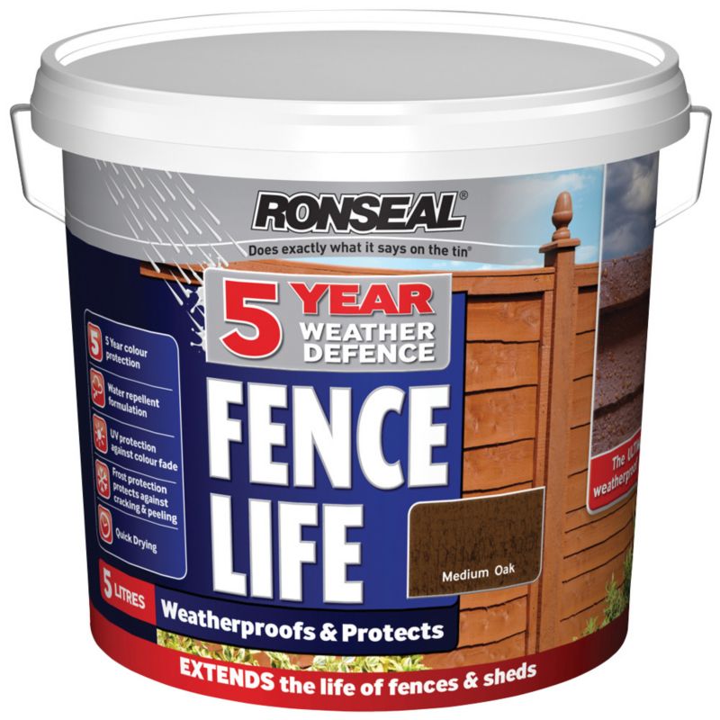 Ronseal 5 Year Weather Defence Medium Oak 5L