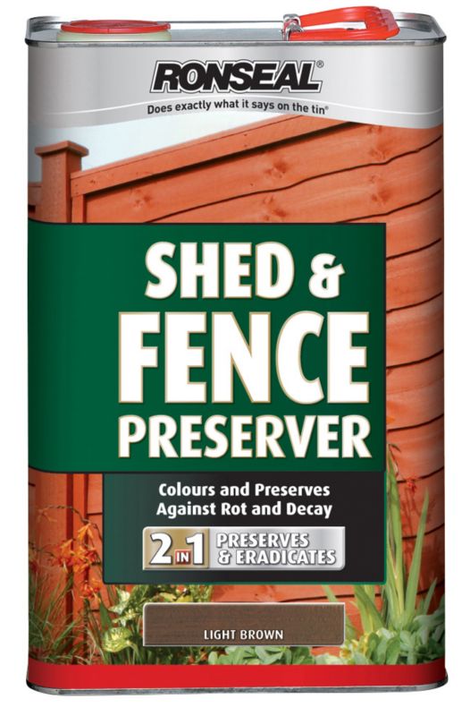 Ronseal Shed & Fence Preserver Light Brown 5L