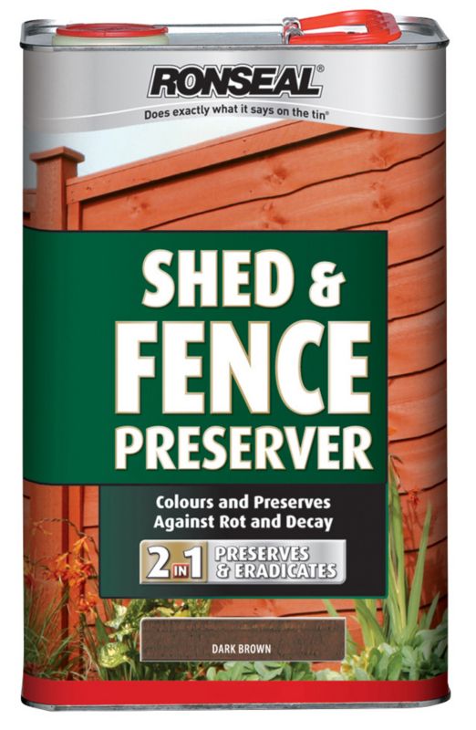 Ronseal Shed & Fence Preserver Dark Brown 5L
