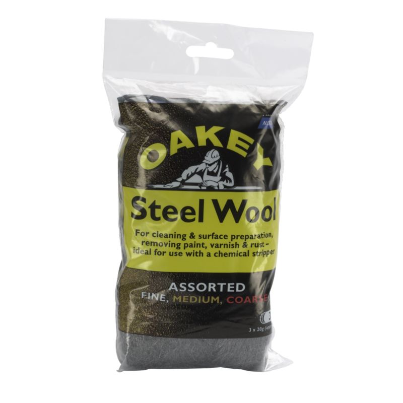 Oakey 3 Roll Steel Wool Assorted Grade 20g