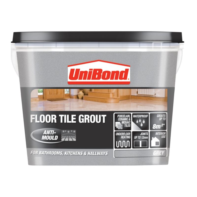 UniBond Tile On Floors Ready Mixed Waterproof Grout Grey 2.3L/Up to 8m²