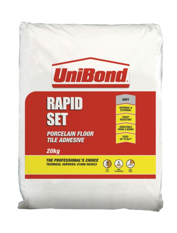 UniBond Rapid Set Porcelain Floor Tile Adhesive Grey