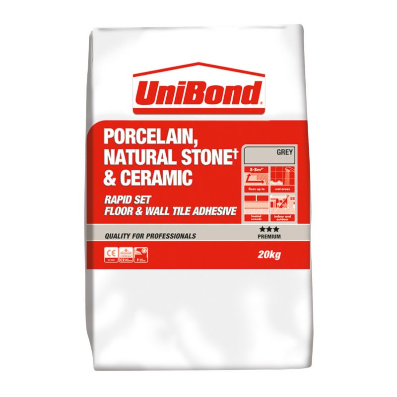UniBond Rapid Set Flex Porcelain Floor Adhesive Grey