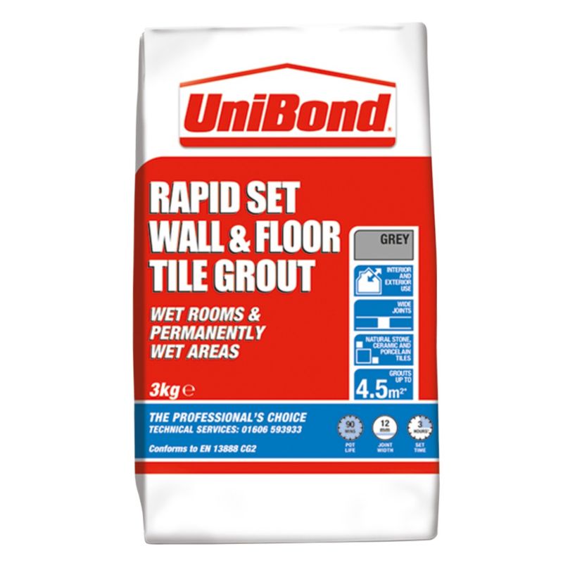 UniBond Rapid Set Wall amp Floor Tile Grout Grey