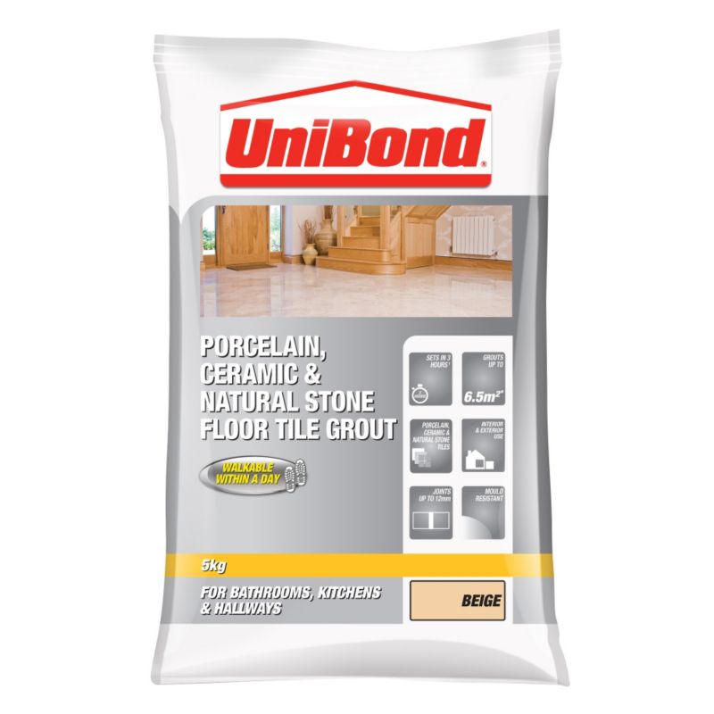 UniBond Quick Set Waterproof Grout Sandstone 5kgUp to 65msup2