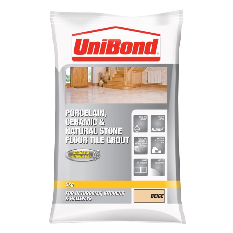 UniBond Quick Set Waterproof Grout Sandstone 5kg/Up to 6.5m²