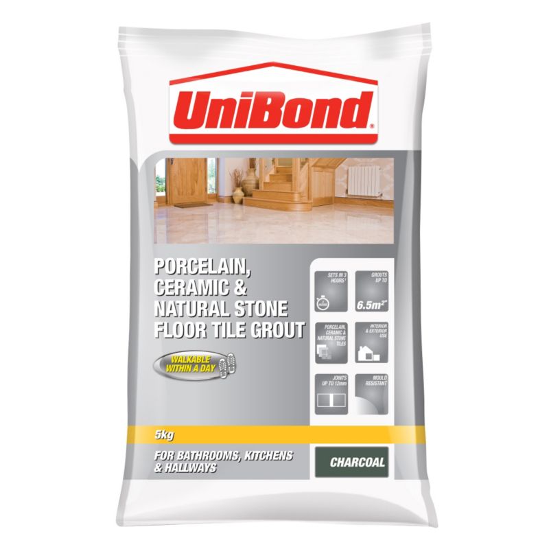 UniBond Quick Set Waterproof Grout Charcoal 5kgUp to 65msup2