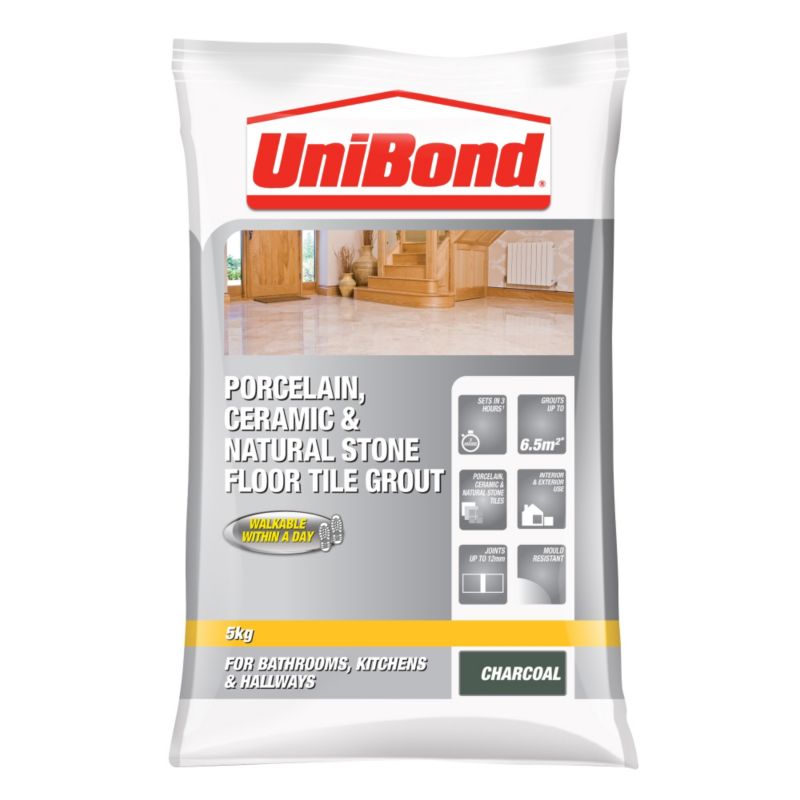 UniBond Quick Set Waterproof Grout Charcoal 5kg/Up to 6.5m²