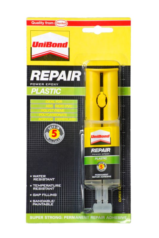 Unibond Repair Plastic Power Epoxy Cures Clear