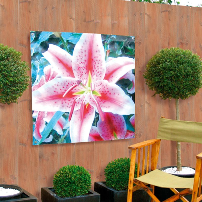 Yard Art External Garden Banner Stargazer Lily Pink