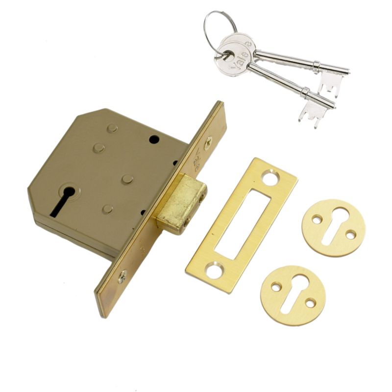 Yale 3 Lever Mortice Deadlock Brass Effect