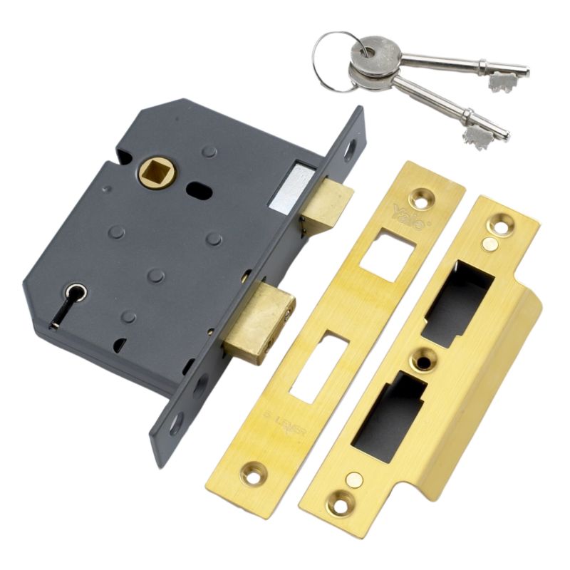 Yale 5 Lever Mortice Sashlock Brass Effect 80mm