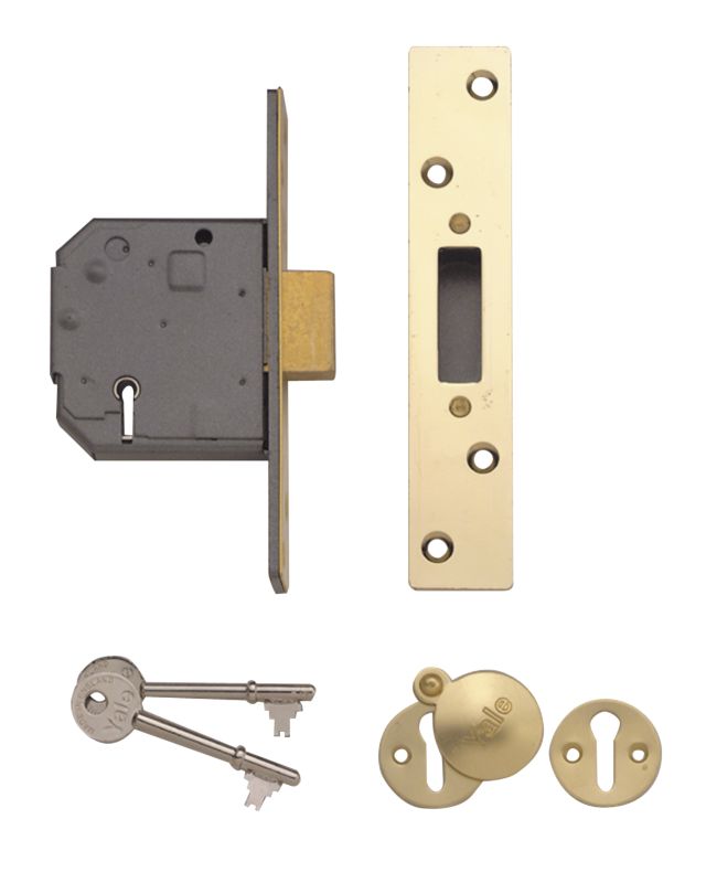 Yale 5 Lever Mortice Deadlock Brass Effect 67mm