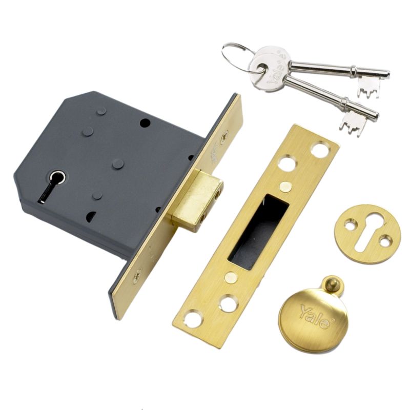 Yale 5 Lever Mortice Deadlock Brass Effect 80mm