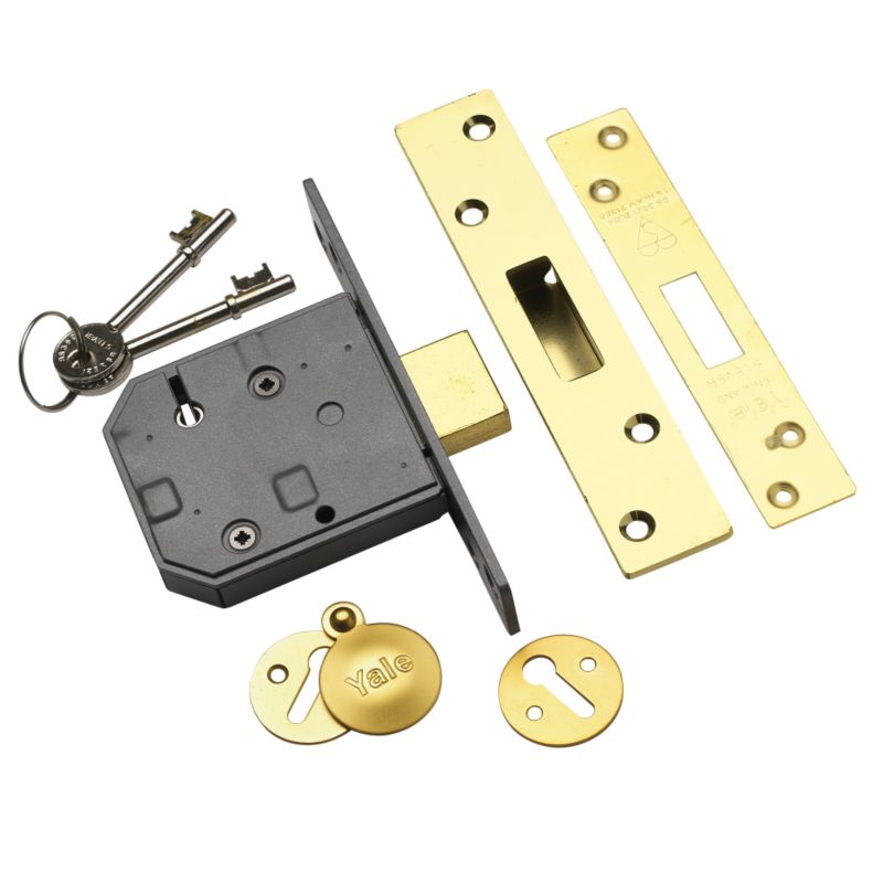 Yale 5 Lever Mortice Deadlock Brass Effect