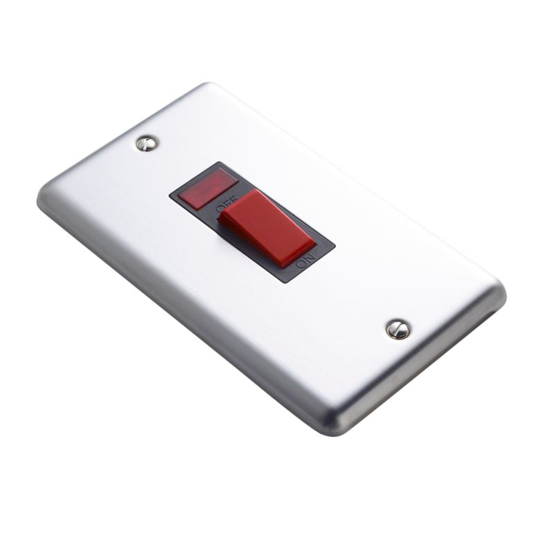 Volex Switch DP 45A Neon Double Plate Blk Int