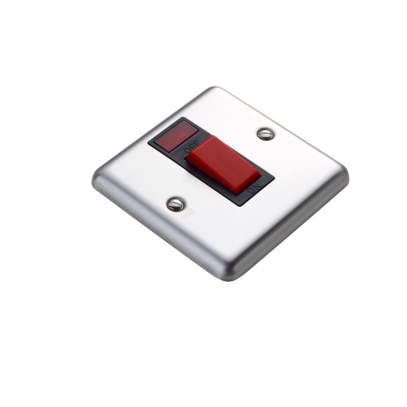 Volex Switch DP 45A Neon Single Plate Blk Int