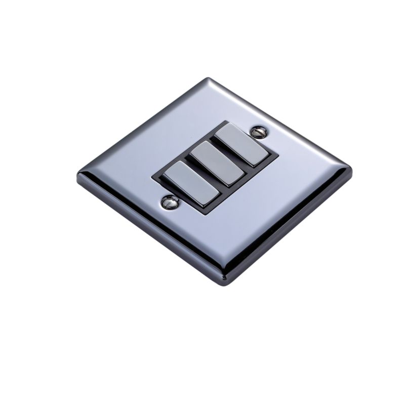 Volex Light switch Triple 2-Way 10AX Blk Int