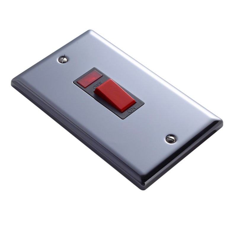Volex Switch DP 45A Neon Double Plate Blk Int