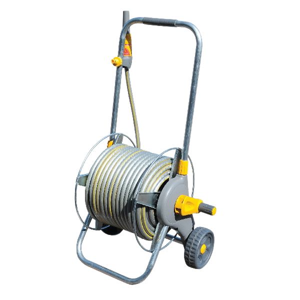 Hozelock Pro Metal Cart With 40 Metres Of Hose Fittings and Nozzle MetalSilver