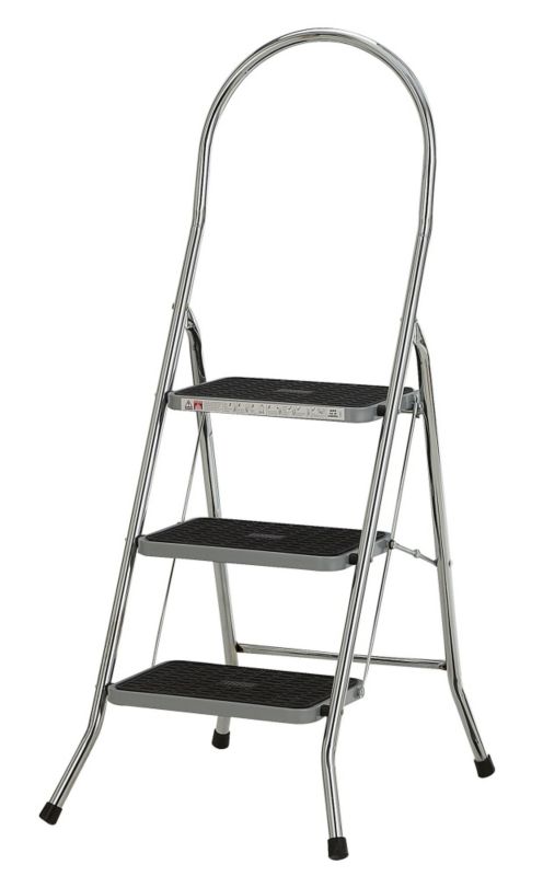 Abru Blue Seal Chrome 3 Step Stepstool Chrome Effect Top tread height 072m 2394 inch