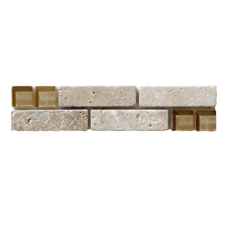 Sorrento Ceramic Wall Tile Beige (W)250 x (L)55mm Pack of 4