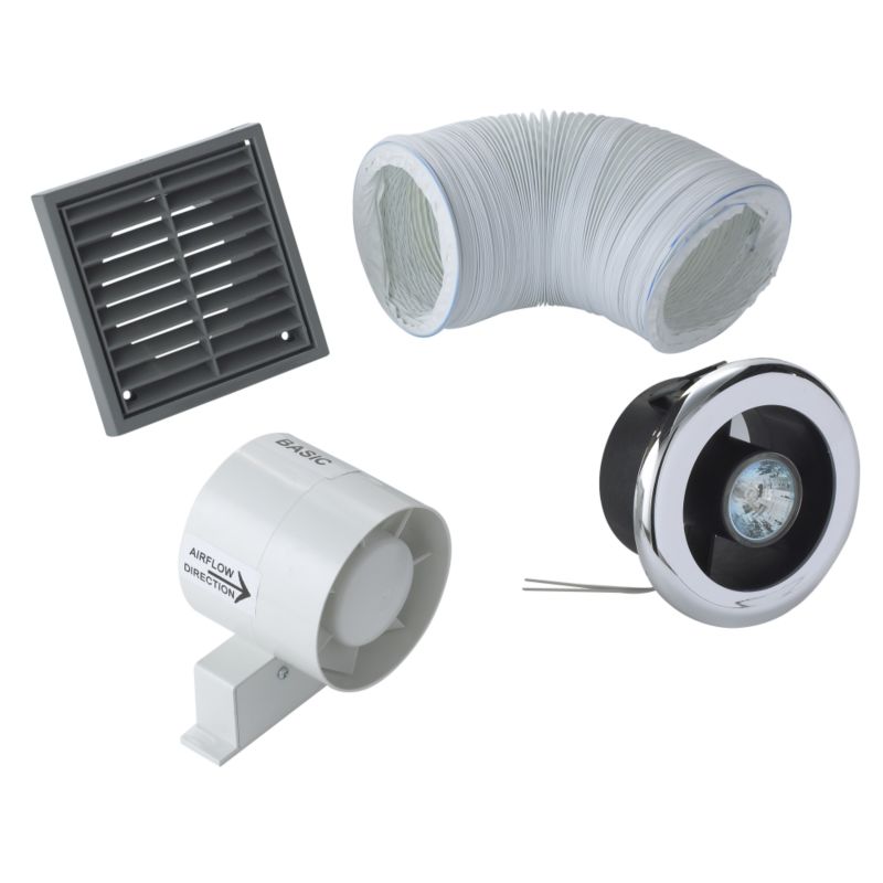 Marley Showerlite Fan Kit Basic Df100blk White (dia) 100mm