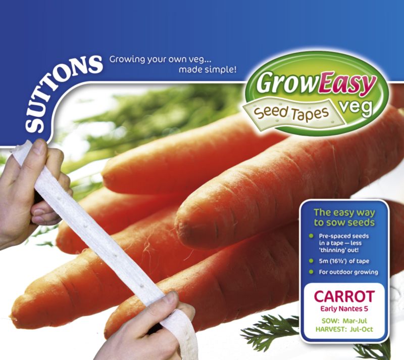 Suttons Seed Tape Carrot Early Nantes