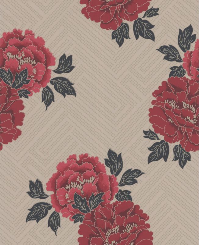 Monsoon Poetry Wallcovering Red 10m 30-266