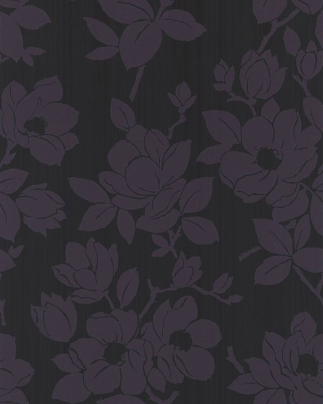 Rose Wallcovering Charcoal/Grape 10M