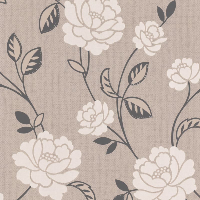 Super Fresco Colours Fleur Wallpaper Mushroom 10m