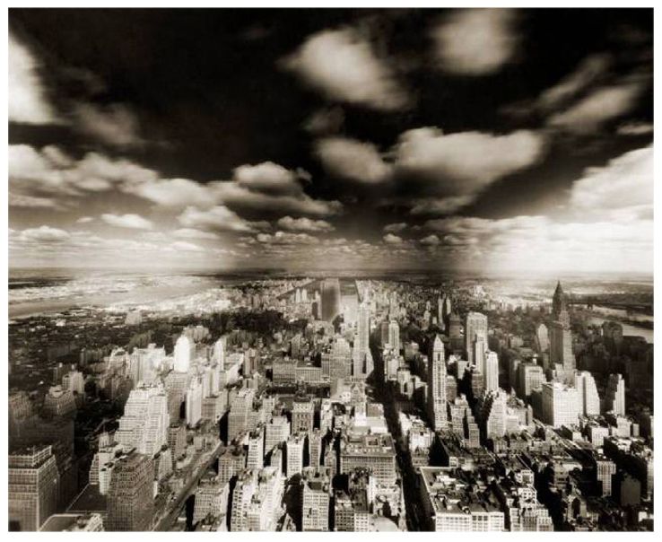 Stormy New York Sky Printed Canvas BlackWhite 70x60cm