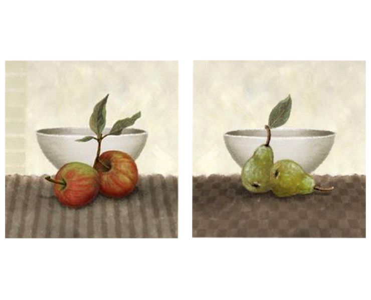 Apples amp Pears Printed Canvas Set Of 2 Multicoloured 80x40cm